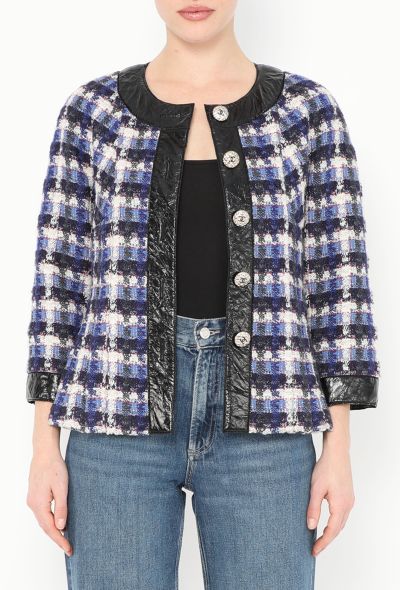 Chanel 2018 Leather Trim Peplum Jacket - 1