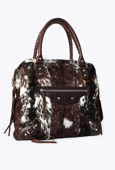Balenciaga Motocross Pony Hair Bowling Bag - 2