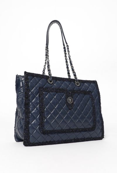 Chanel Tweed Trim Shopping Tote Bag - 2 Chanel Tweed Trim Shopping Tote Bag - 2