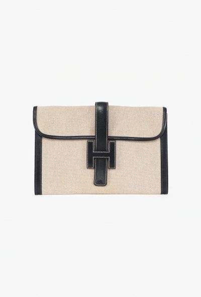 Hermès Vintage Toile H & Navy Box Jige Clutch - 1