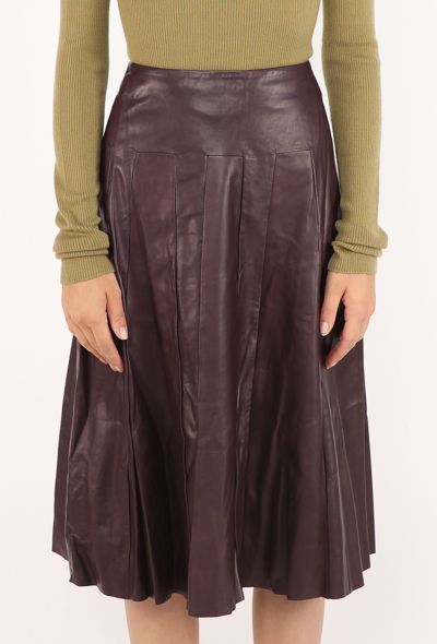 Prada Flared Leather Skirt, Early 2000s - 2
