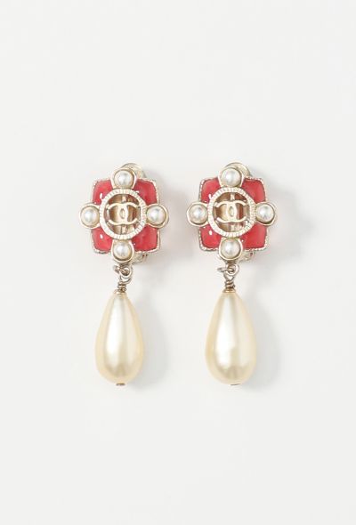 Chanel Pearl Drop 'CC' Clip Earrings - 1