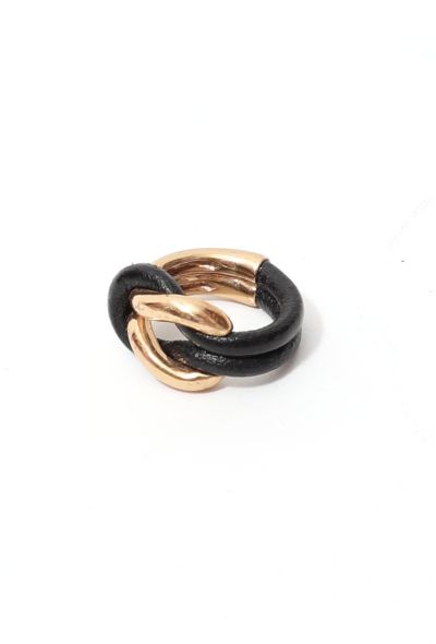                             Goldtone & Leather Knot Ring - 2