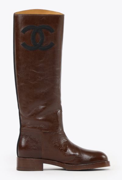 Chanel Leather 'CC' Riding Boots - 1