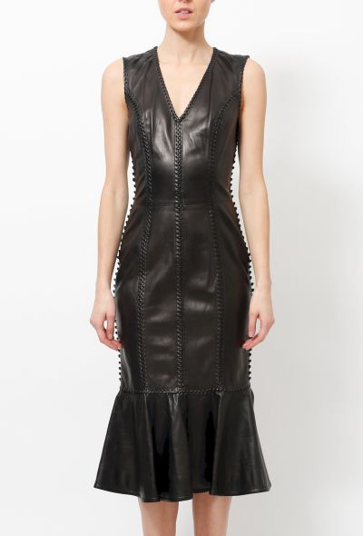                                         Stitch Woven Leather Dress-2