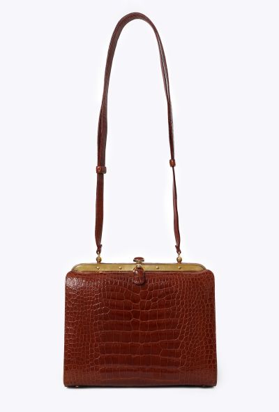Judith Leiber Vintage Cognac Alligator Doctor Bag - 1
