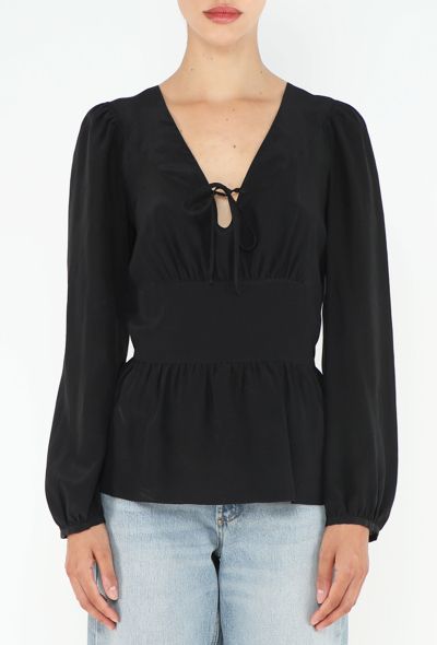 Chloé 2004 Cinched Keyhole Silk Blouse - 1