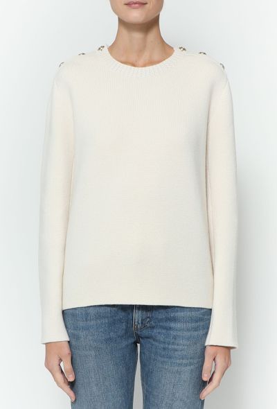                             2021 'CC' Button Cashmere Sweater