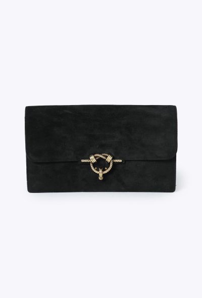Hermès 1960s Black Suede Cordelière Clutch - 1