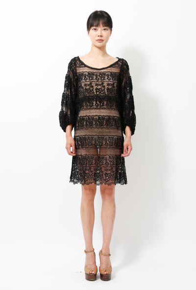                             Isabel Marant Lace Crochet Smock Dress - 1