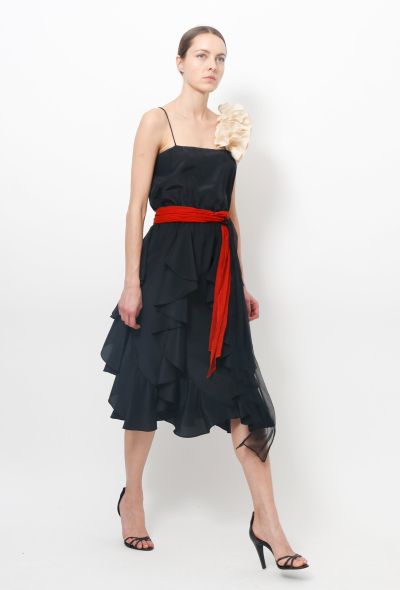 Vintage Ruffled Black Dress - 2
