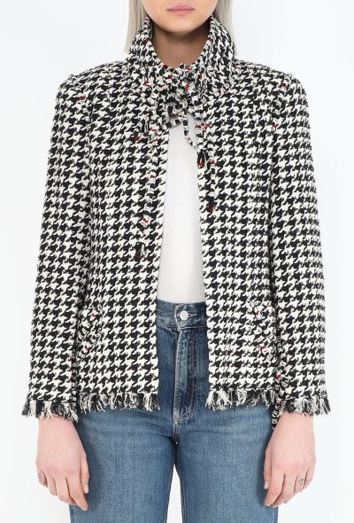 Chanel Houndstooth Tweed High-Collar Jacket - 1