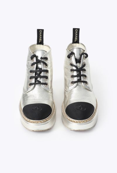 Chanel Metallic 'CC' Combat Boots - 2