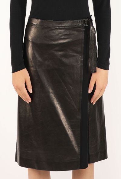 Gucci Belted Leather Skirt, Late 1990s - 2