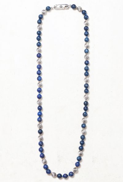                                         Vintage 18k White Gold, Silver, Lapis Lazuli and Sodalite Necklace-1
