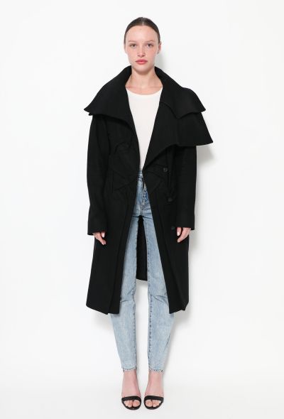                            Ruched Wool Coat - 1