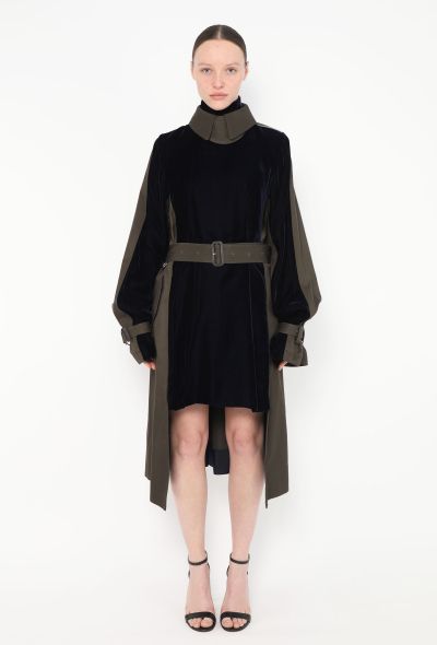 Sacai F/W 2021 Belted Velvet Trench Dress - 1 Sacai F/W 2021 Belted Velvet Trench Dress - 1