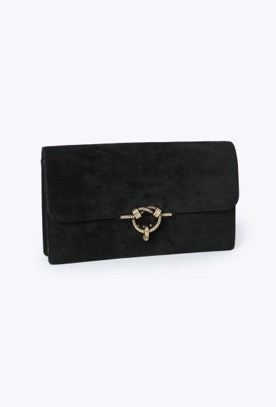 Hermès 1960s Black Suede Cordelière Clutch - 2