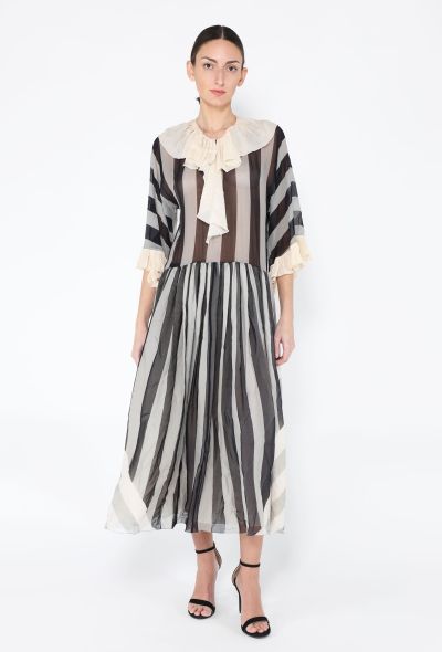Chloé '70s Striped Silk Ruffle Dress - 2