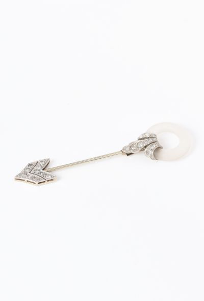 Vintage Fine Jewelry 18k White Gold & Rock Crystal Arrow Brooch - 2 Vintage Fine Jewelry 18k White Gold & Rock Crystal Arrow Brooch - 2