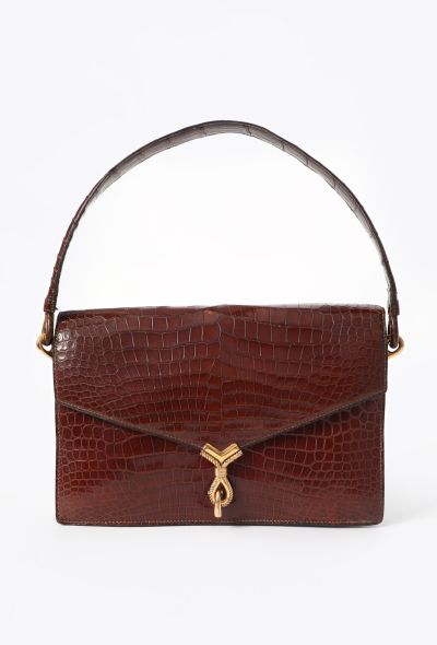 Hermès Vintage Brown Porosus Cordelière Bag - 1