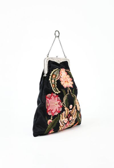                             Embroidered Floral Silk Pouch - 2