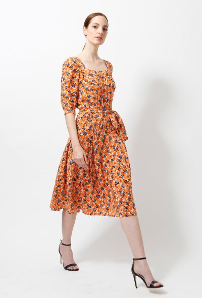                                         '70s Floral Belted Pleated Dress-2