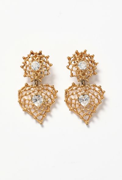 Saint Laurent Vintage Studded Heart Clip Earrings - 1 Saint Laurent Vintage Studded Heart Clip Earrings - 1