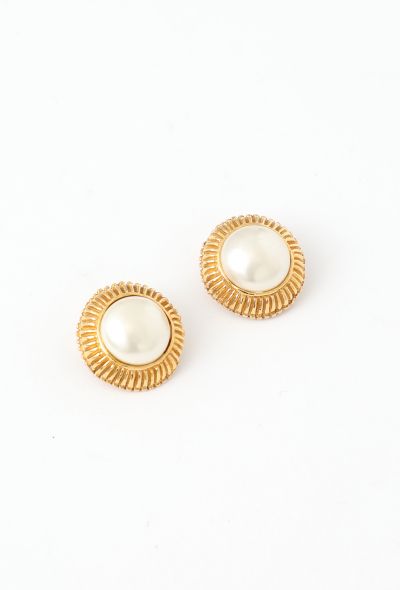 Chanel Vintage Goldtone Pearl Clip Earrings - 2