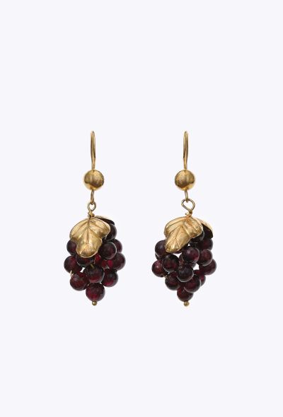 Vintage Fine Jewelry 18k Yellow Gold & Garnet Pendant Earrings - 1