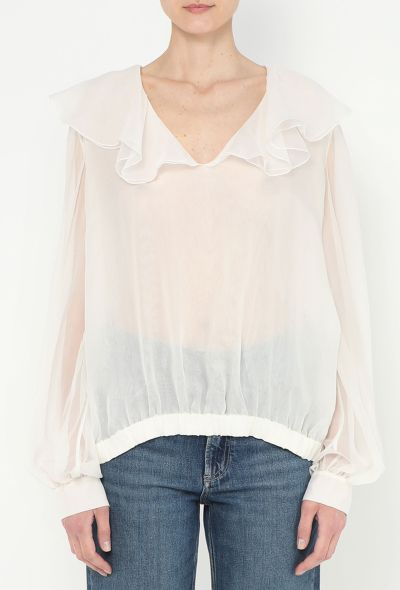 Chanel 2019 Ruffled Chiffon Blouse - 1