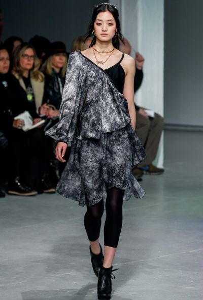                                         F/W 2013 Asymmetrical Silk Dress-2