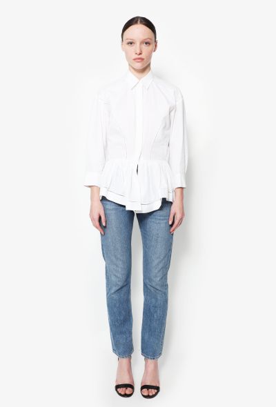                                         Peplum Cinched Cotton Shirt-2