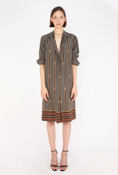 Gucci Equestrian Print Silk Dress, 1970s - 1