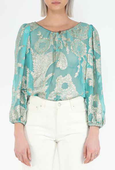 Saint Laurent COLLECTOR F/W 1976 Russian Lamé Blouse - 1