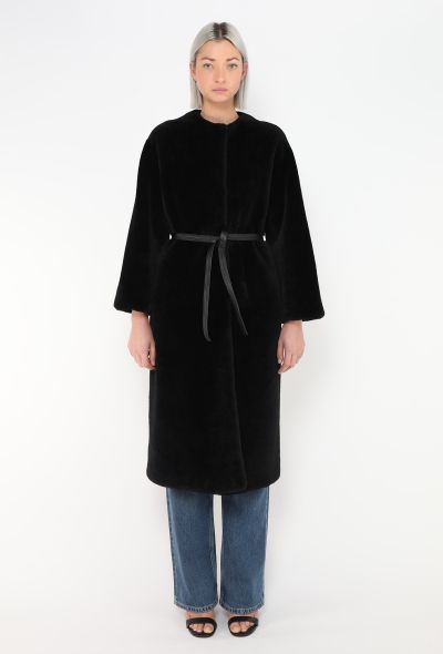 Givenchy Collarless Belted Shearling Coat - 1 Givenchy Collarless Belted Shearling Coat - 1