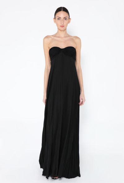 Crêpe Pleated Strapless Gown - 1