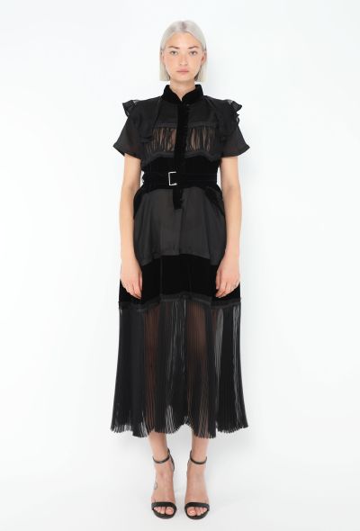 Sacai 2020 Ruffled Patchwork Midi Dress - 1