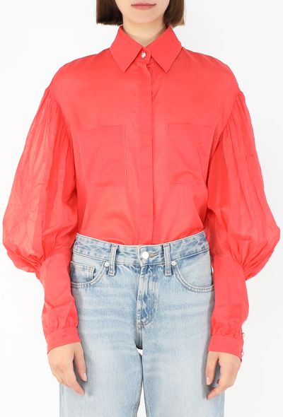 Chanel Coral Cotton Voile Blouse - 1