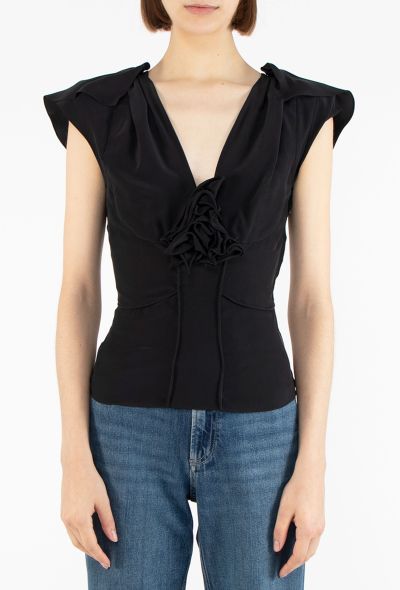 Saint Laurent Tom Ford S/S 2003 Floral Ruffled Blouse - 1