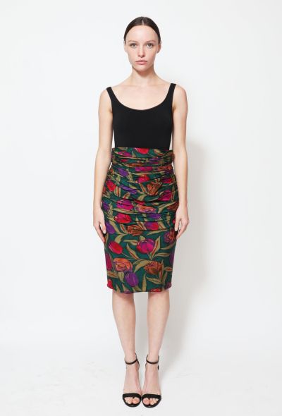                             Vintage Ruched Floral Skirt - 1