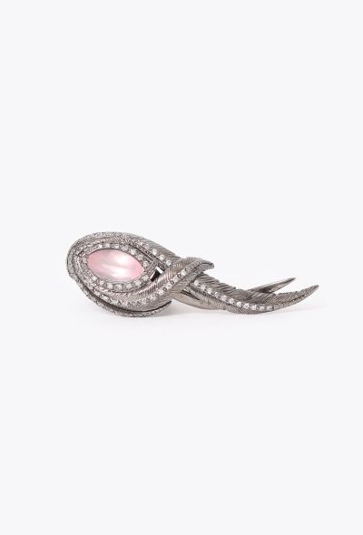 Modern Fine Jewelry Garrard Silver & Pink Quartz Feathers Ring - 1