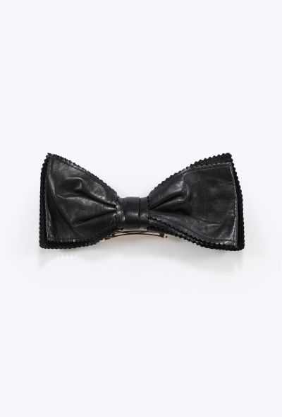 Chanel '80s Leather Bow Hairclip - 1