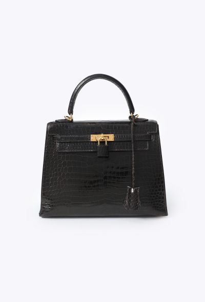 Hermès Exceptional 1998 Dark Brown Porosus Kelly Sellier 25 - 1