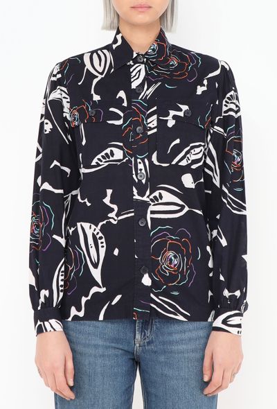 Saint Laurent Rare S/S 1980 Graphic Floral Shirt - 1 Saint Laurent Rare S/S 1980 Graphic Floral Shirt - 1