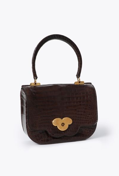 Hermès 1940s Brown Alligator Top Handle Bag - 2 Hermès 1940s Brown Alligator Top Handle Bag - 2