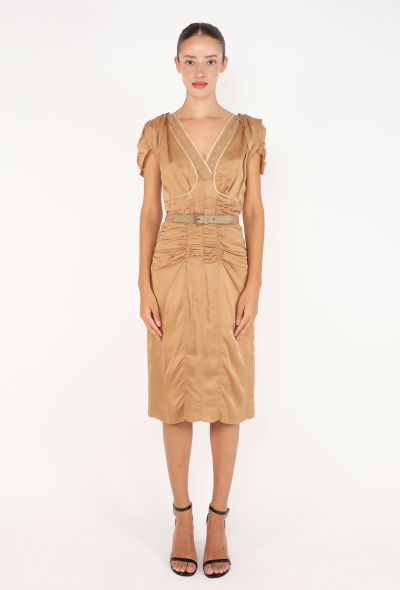 Prada Belted Ruched Silk Dress - 1