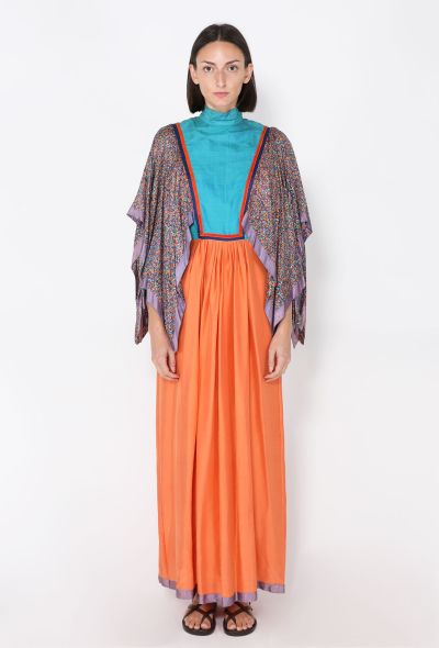Printed Silk Batwing Gown, 1970s - 2