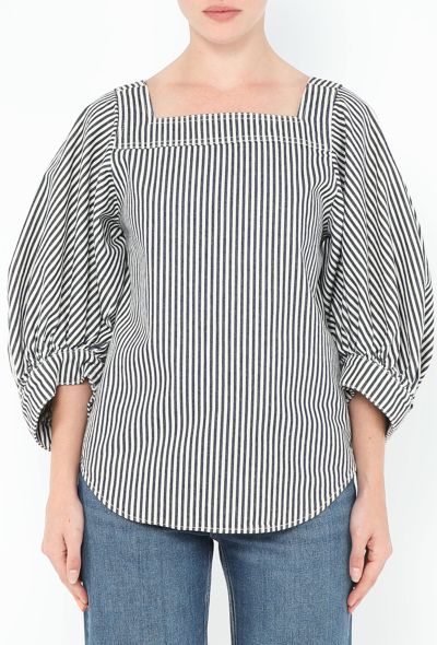 Chloé S/S 2017 Striped Denim Top - 1 Chloé S/S 2017 Striped Denim Top - 1