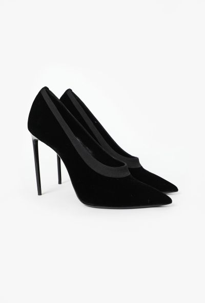 Saint Laurent Velour Grosgrain Trim Stilettos - 2